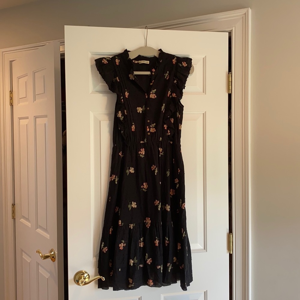 BLACK FLORAL ULLA JOHNSON DRESS